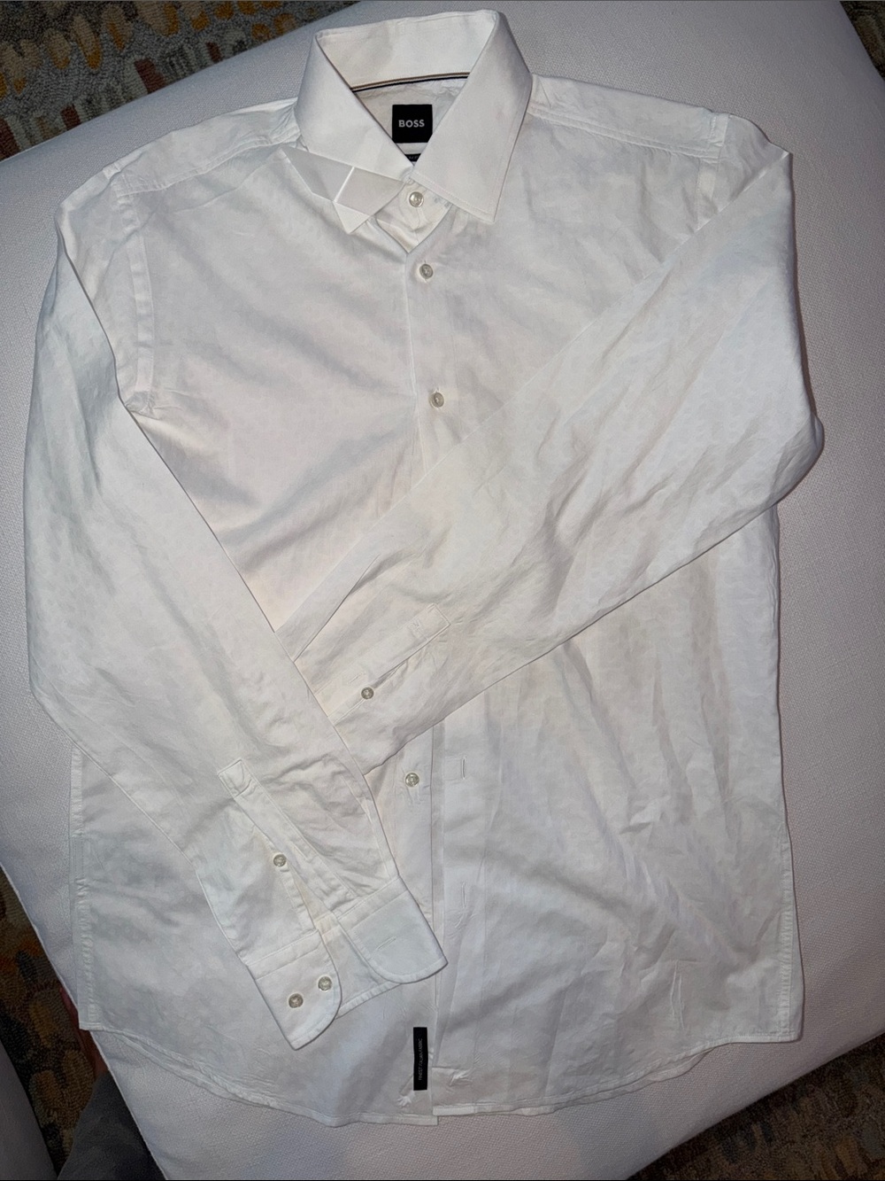 Boss Men's White Long-Sleeve Shirt Jacket 15.5 slim fit